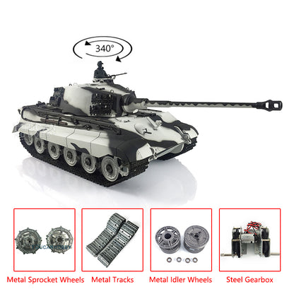 Henglong Remote Control Tank Model 3888A 1/16 TK7.0 German King Tiger RTR RC Tank Model w/ Metal Idler Sprocket Wheels Track w/o