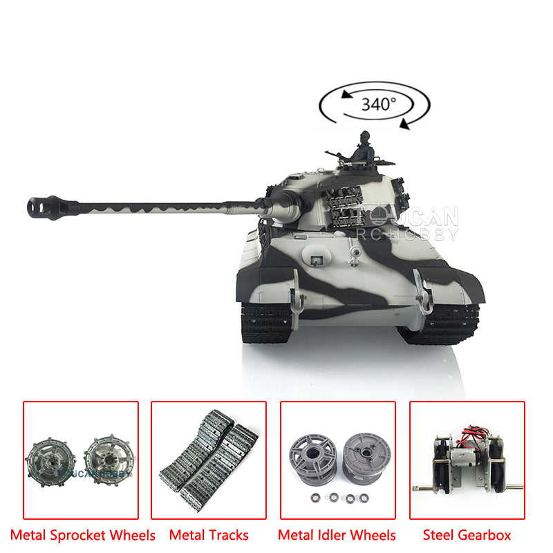 Henglong Remote Control Tank Model 3888A 1/16 TK7.0 German King Tiger RTR RC Tank Model w/ Metal Idler Sprocket Wheels Track w/o