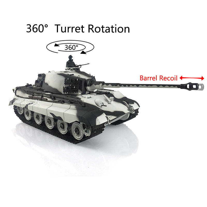 Henglong 1/16 Remote Control Tank Model 3888A 7.0 Plastic German King Tiger w/ Barrel Recoil 360 Degrees Rotating Turret Engine Sound