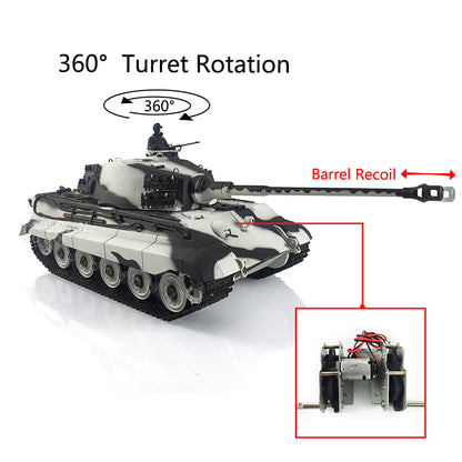 1/16 Henglong TK7.0 RC Tank Model 3888A King Tiger Plastic 2.4G German Tank Model w/ FPV 360 Degrees Rotating Turret Barrel Recoil