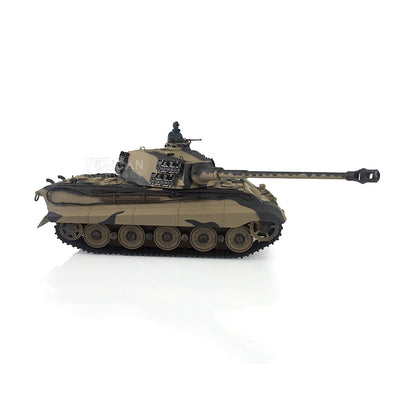 Henglong 1/16 TK7.0 Upgraded King Tiger RC Tank Model 3888A w/ 360 Degrees Rotating Turret Metal Track Idler Sprocket Wheels Smoking