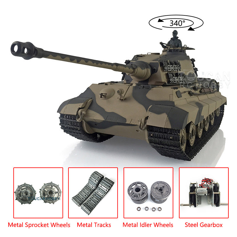 Henglong Remote Control Tank Model 3888A 1/16 TK7.0 German King Tiger RTR RC Tank Model w/ Metal Idler Sprocket Wheels Track w/o