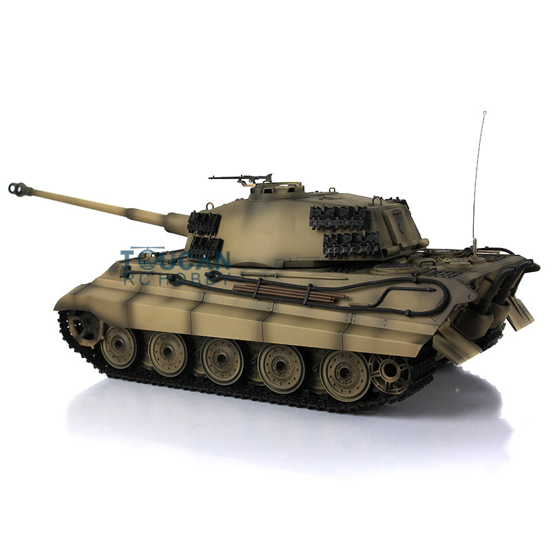 Henglong 1/16 Radio Control Tank TK7.0 King Tiger RC Tank 3888A w/ FPV 360 Degrees Rotating Turret Metal Road Wheels Smoking