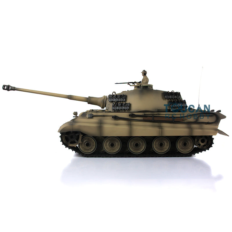 Henglong 1/16 Radio Control Tank TK7.0 King Tiger RC Tank 3888A w/ FPV 360 Degrees Rotating Turret Metal Road Wheels Smoking