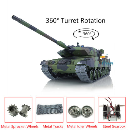 2.4Ghz Remote Controller Henglong 1/16 TK7.0 Edition Metal Leopard2A6 RC Tank Model 3889 W/ 360 Degrees Rotating Turret Battery Charger