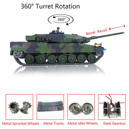 IN STOCK Henglong 1/16 TK7.0 Edition Upgraded Leopard2A6 RC Tank Model 3889 W/ 360 Degrees Rotating Turret Metal Driving Gearbox Tracks