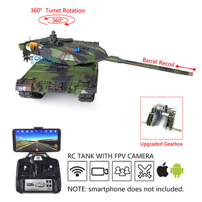 Heng Long 1/16 Military Tank Model TK7.0 Plastic Leopard2A6 RC Tank Model 3889 FPV Barrel Recoil Radio Control Rotating Turret