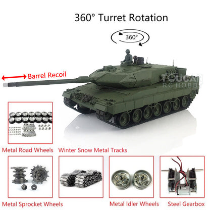 Heng Long Remote Control Tank Model 1/16 TK7.0 Leopard2A6 3889 Metal Track W/ Linkages Driving Gearbox 360 Rotating Turret