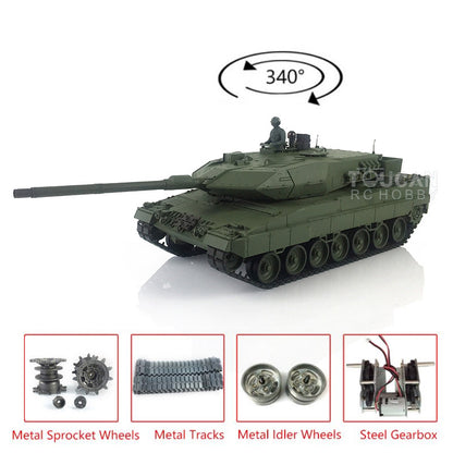 Heng Long Latest Edition 1/16 TK7.0 Upgraded Metal German Leopard2A6 RTR RC Tank Model 3889 Military Vehicle Shooting BBs Battery