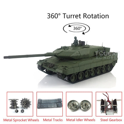 2.4Ghz Remote Controller Henglong 1/16 TK7.0 Edition Metal Leopard2A6 RC Tank Model 3889 W/ 360 Degrees Rotating Turret Battery Charger