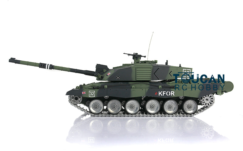 Henglong 1:16 Challenger II RTR RC Tank Model TK7.0 3908 360 Degrees Turret Steel Gearbox Metal Tracks Idlers Sprockets Road Wheels