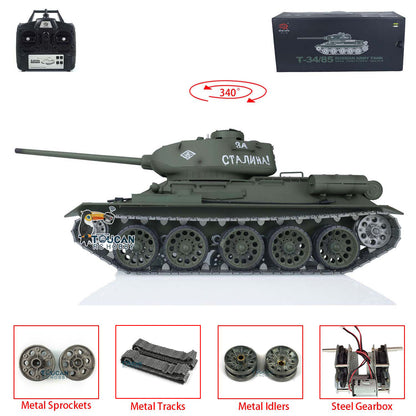 Henglong 7.0 1/16 Scale Soviet T34-85 RTR RC Tank Model 3909 Motor Speaker Gearbox Metal Tracks 340 Turret Battery Infrared Battle