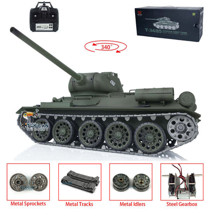 Henglong 7.0 1/16 Scale Soviet T34-85 RTR RC Tank Model 3909 Motor Speaker Gearbox Metal Tracks 340 Turret Battery Infrared Battle