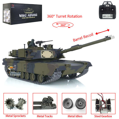 Henglong 7.0 1/16 Scale Abrams M1A2 RTR RC Tank 3918 360 Degrees Turret Metal Tracks Rubber Pads Steel Gearbox Barrel Recoil