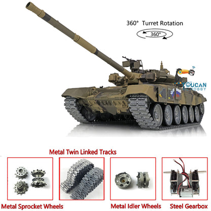 Henglong 7.0 Russian T90 1/16 RC Tank RTR 3938 360 Degrees Turret Metal Tracks With Linkages Wheels Steel Gearbox Battery Charger