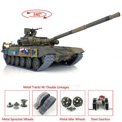 Henglong 2.4Ghz Upgraded Russian T90 1/16 Scale 7.0 RTR RC Tank Model 3938 Metal Tracks W/ Linkages 340 Degree Turret Main Battle