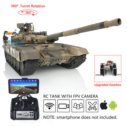 Henglong 7.0 1:16 Russian T90 RTR RC Tank 3938 Model FPV 360 Degrees Turret Metal Gearbox Plastic Return Rollers Wheels Tracks