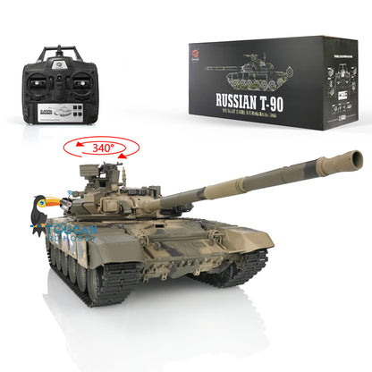 2.4Ghz Henglong 1:16 Scale 7.0 Plastic Edition Russian T90 RTR RC Tank 3938 Model 340 Degree Turret Radio Controller Speaker