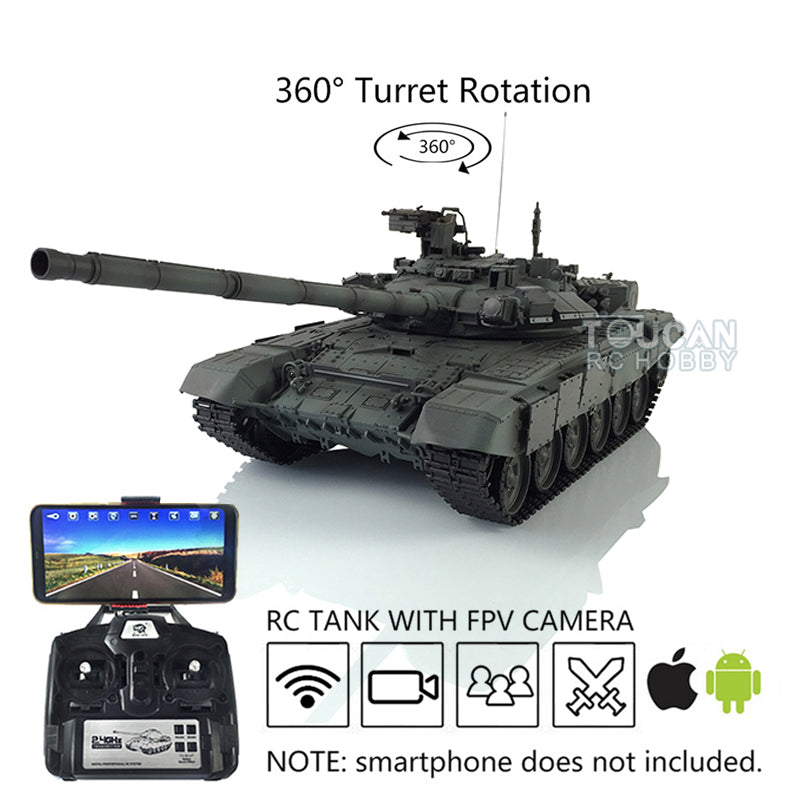 Henglong 7.0 Professional Edition Russian T90 1/16 RTR RC Tank 3938 Model 360 Degrees Turret Metal Tracks Wheels BB Shooting Unit