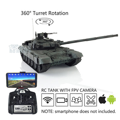 Henglong 7.0 Professional Edition Russian T90 1/16 RTR RC Tank 3938 Model 360 Degrees Turret Metal Tracks Wheels BB Shooting Unit