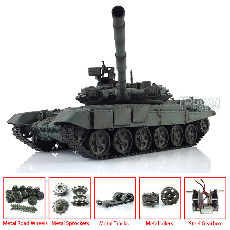 Henglong 7.0 Customized Russian T90 1/16 RC Tank RTR 3938 360 Degrees Turret Metal Tracks Wheels Steel Gearbox Speaker