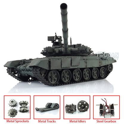 2.4Ghz Henglong Main Battle Russian T90 1/16 Scale 7.0 RTR RC Tank Model 3938 340 Turret Metal Tracks Idlers Driving Wheels