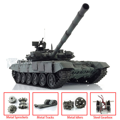 2.4Ghz Henglong Main Battle Russian T90 1/16 Scale 7.0 RTR RC Tank Model 3938 340 Turret Metal Tracks Idlers Driving Wheels