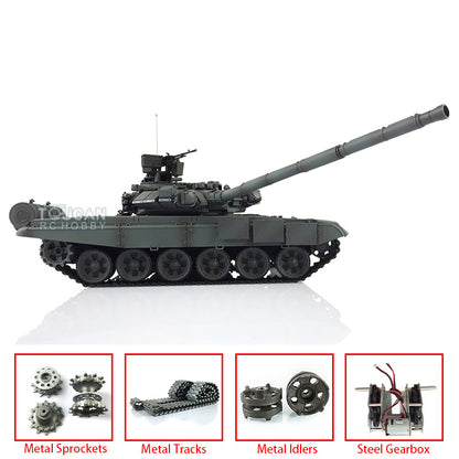 2.4Ghz Henglong Main Battle Russian T90 1/16 Scale 7.0 RTR RC Tank Model 3938 340 Turret Metal Tracks Idlers Driving Wheels