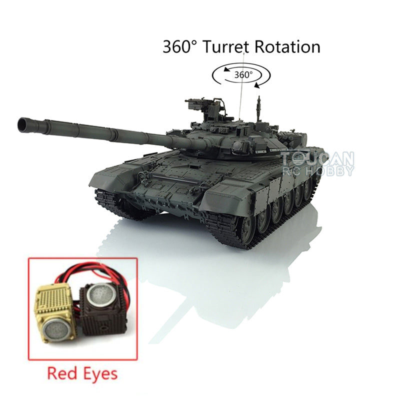 Henglong 1/16 Scale 7.0 Plastic Russian T90 RTR RC Tank 3938 With 360 Degrees Turret Red Eyes Infrared Fighting System Airsoft