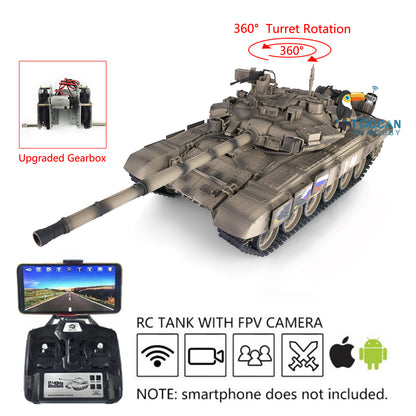 Henglong 7.0 1:16 Russian T90 RTR RC Tank 3938 Model FPV 360 Degrees Turret Metal Gearbox Plastic Return Rollers Wheels Tracks