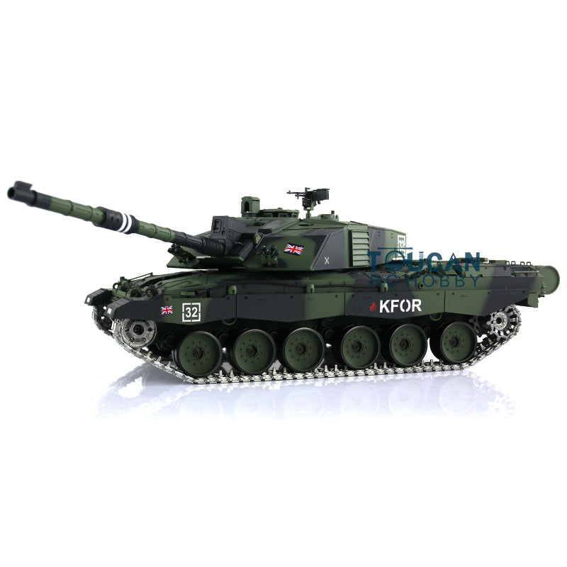 Henglong 1/16 7.0 UK Challenger II RC Tank 3908 RTR Model 360 Degrees Turret Metal Tracks W/ Rubber Pads Sprockets Steel Gearbox