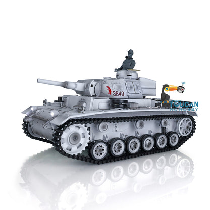 Henglong 1/16 RC Tank Model 3849 Plastic 7.0 Panzer III H Remote Control Tank Model w/ Turret Smoking Gearbox Engine Sound Road Wheels