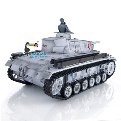 Henglong 1/16 RC Tank Model 3849 Plastic 7.0 Panzer III H Remote Control Tank Model w/ Turret Smoking Gearbox Engine Sound Road Wheels