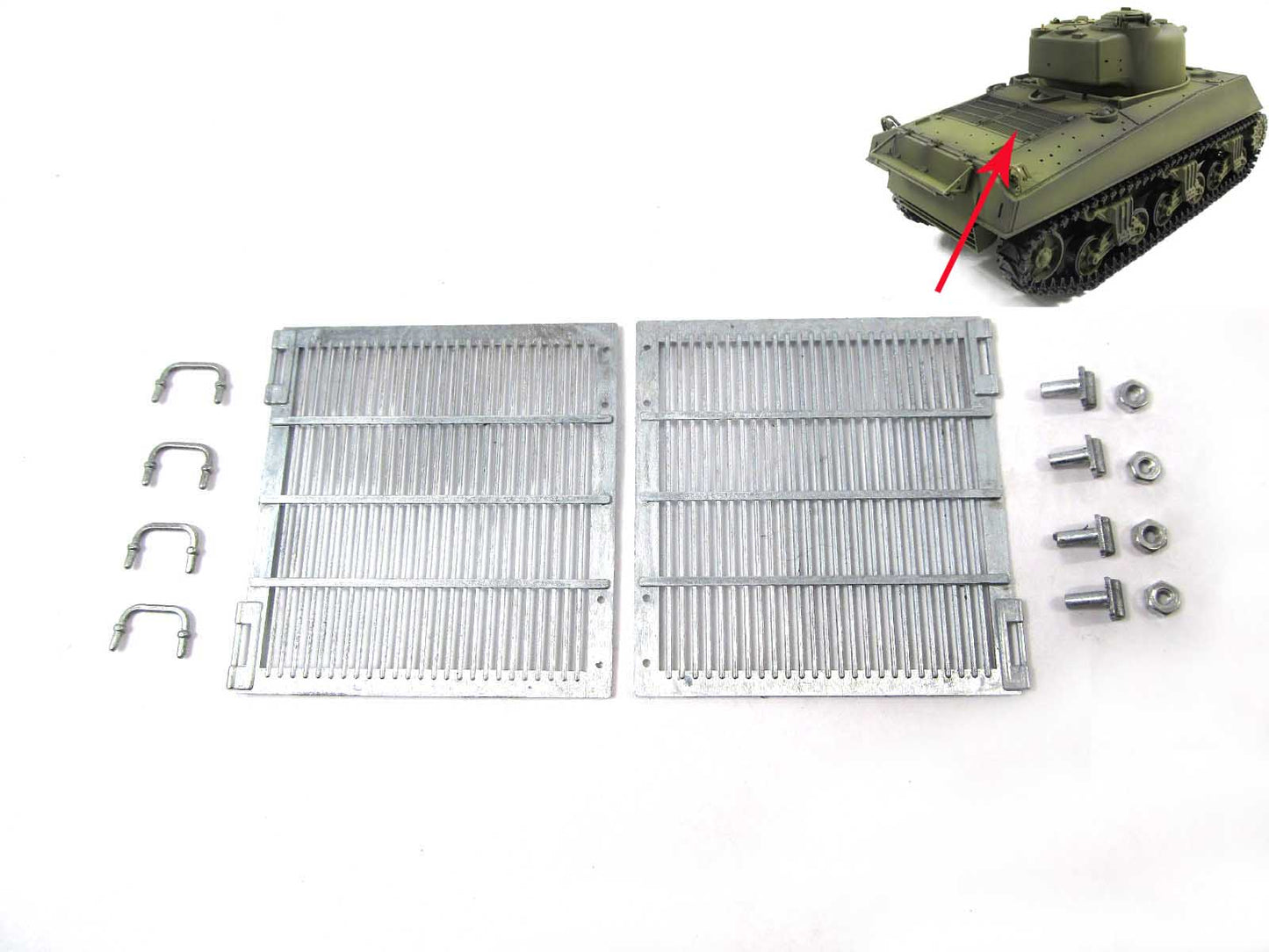 Mato 1/16 Scale Henglong USA M4A3 Sherman 3898 RC Tank Model Spare Accessories A Pair of Metal Engine Grills MT144 Upgraded Parts