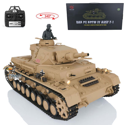 US Warehouse 2.4G Henglong 1:16 Scale TK7.0 Plastic German Panzer IV F RTR RC Tank Model 3858 Military Model Stimulated Sound Smoke