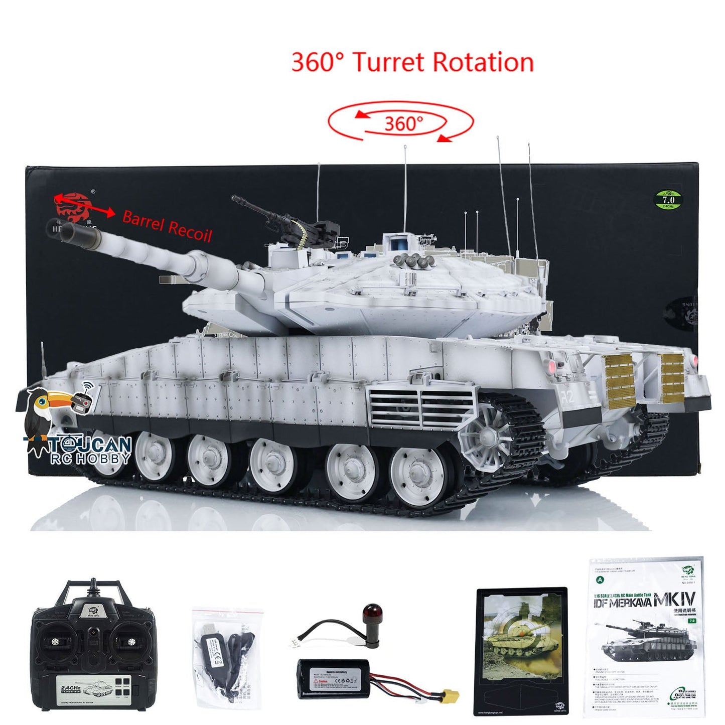 Heng Long 1/16 Military RC Tank Radio Controlled Panzer IDF Merkava MK IV 3958 Turret 360 Rotary Hobby Model DIY