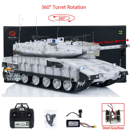 Heng Long 3958 1/16 RC Tank Radio Controlled Panzer Military Vehicles IDF Merkava MK IV Metal Driving Gearbox Model