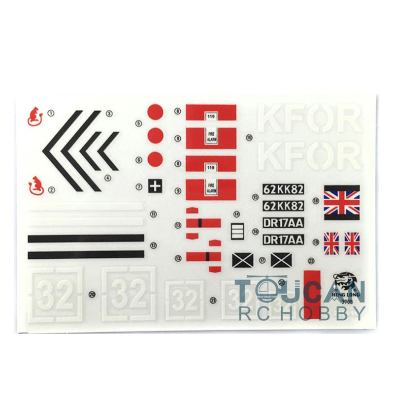 US Warehouse Decoration Part Sticker for 1:16 Scale Henglong Remote Control Models British Challenger II RC Tank 3908 DIY