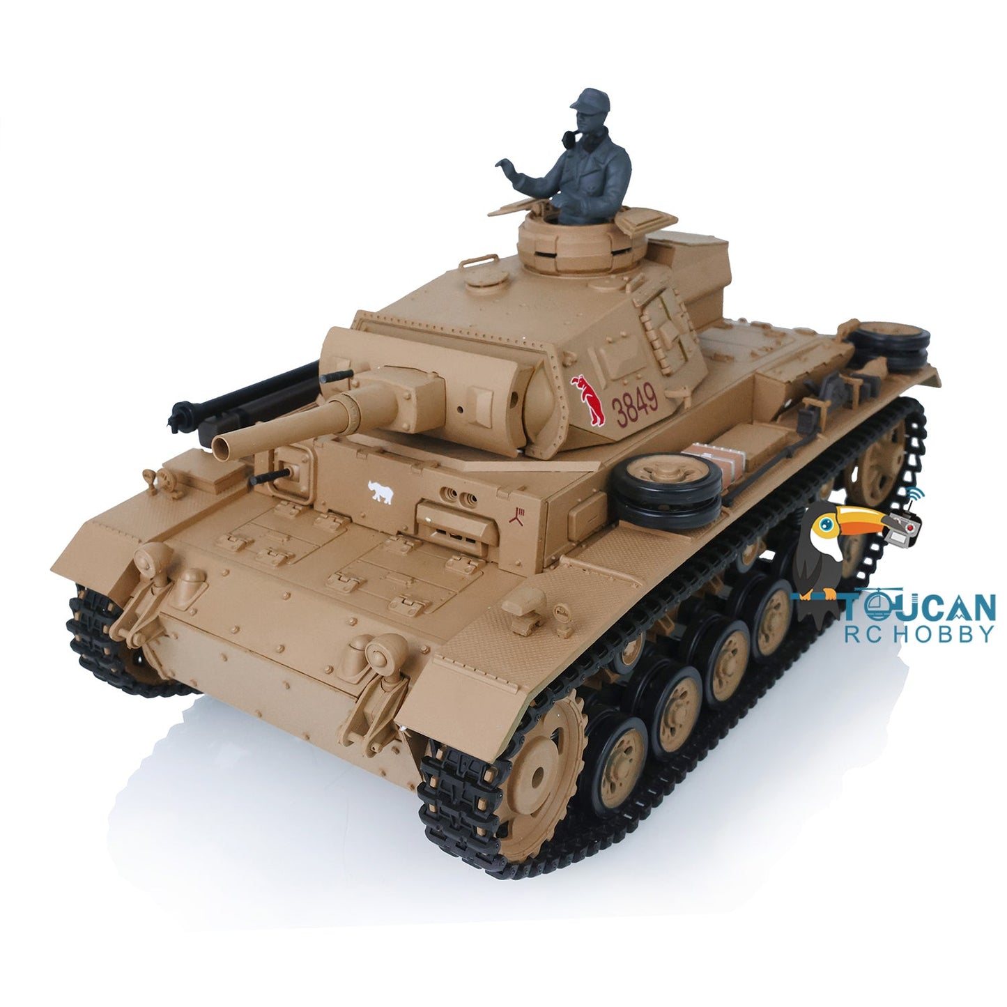 US Warehouse 2.4G Henglong 1/16 Scale 7.0 Plastic German Panzer III H Ready To Run Remote Control Battle Tank Model 3849 Battery