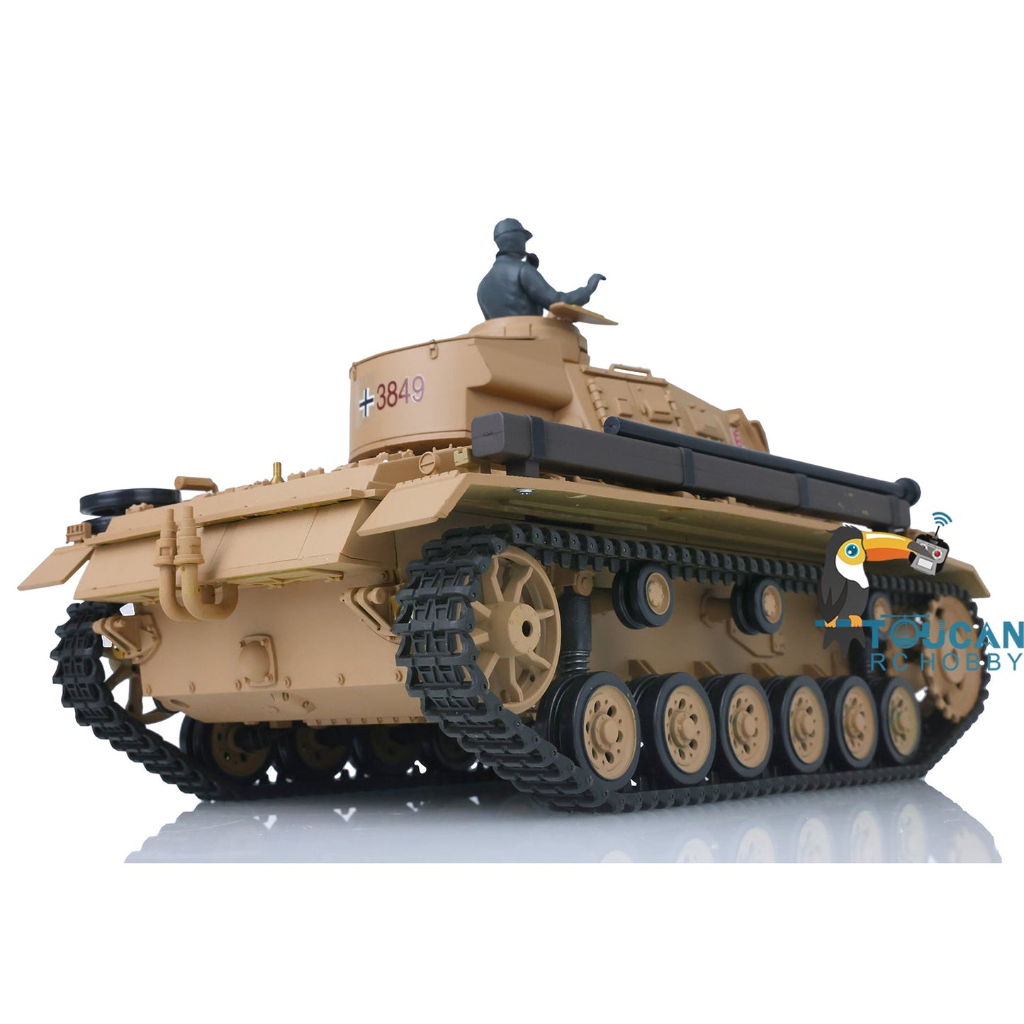 US Warehouse 2.4G Henglong 1/16 Scale 7.0 Plastic German Panzer III H Ready To Run Remote Control Battle Tank Model 3849 Battery