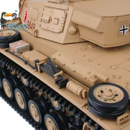 US Warehouse 2.4G Henglong 1/16 Scale 7.0 Plastic German Panzer III H Ready To Run Remote Control Battle Tank Model 3849 Battery