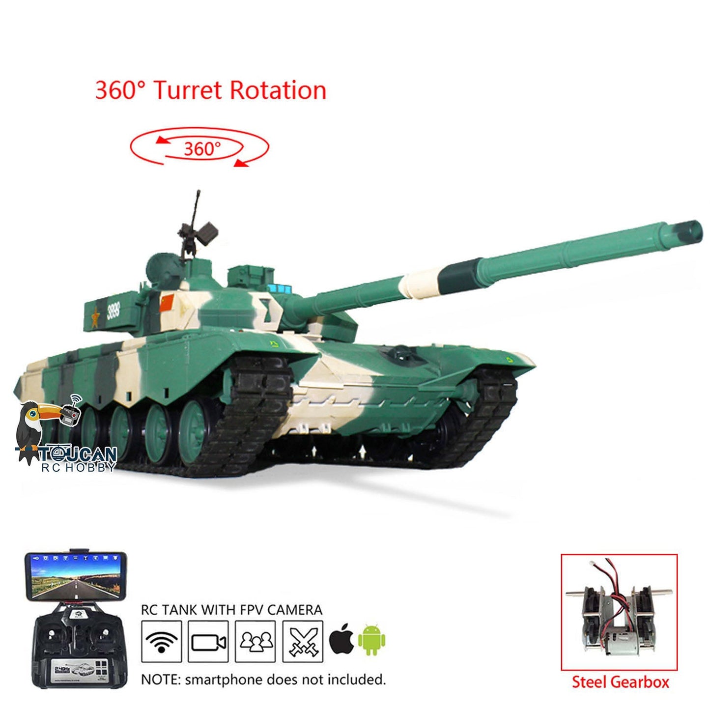 Henglong 1/16 FPV 7.0 Chinese 99A RC Tank Model 3899A 360 Turret Steel Gearbox Radio Controlled Military Vehicle Hobby DIY Toy Car