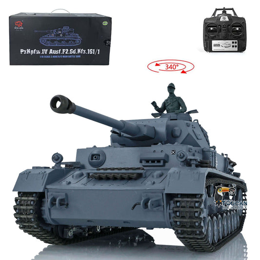 US Warehouse 2.4Ghz Henglong 1:16 Scale 7.0 Plastic German Panzer IV F2 RTR RC Tank Model 3859 BB Shooting Unit IR Transmitter