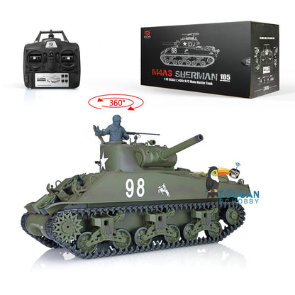 1/16 TK7.0 Henglong Plastic M4A3 Sherman RC Tank 3898 W/ 360 Degrees Rotating Turret Outdoor Battling Tank Smoking Tank