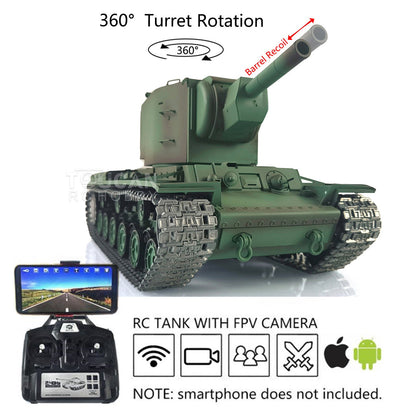 Henglong 1/16 7.0 Professional Edition RC Tank 3949 Soviet KV-2 Gigant FPV RTR Road Wheeled Radio Control Metal Tracks 360 FPV