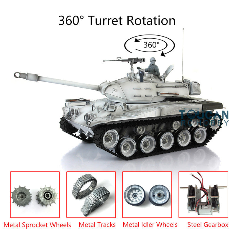 Henglong 1/16 TK7.0 Upgraded RC Tank Model Walker USA Bulldog 3839 RTR Remote Control Tank Model W/ Smoking Metal Tracks Sprocket