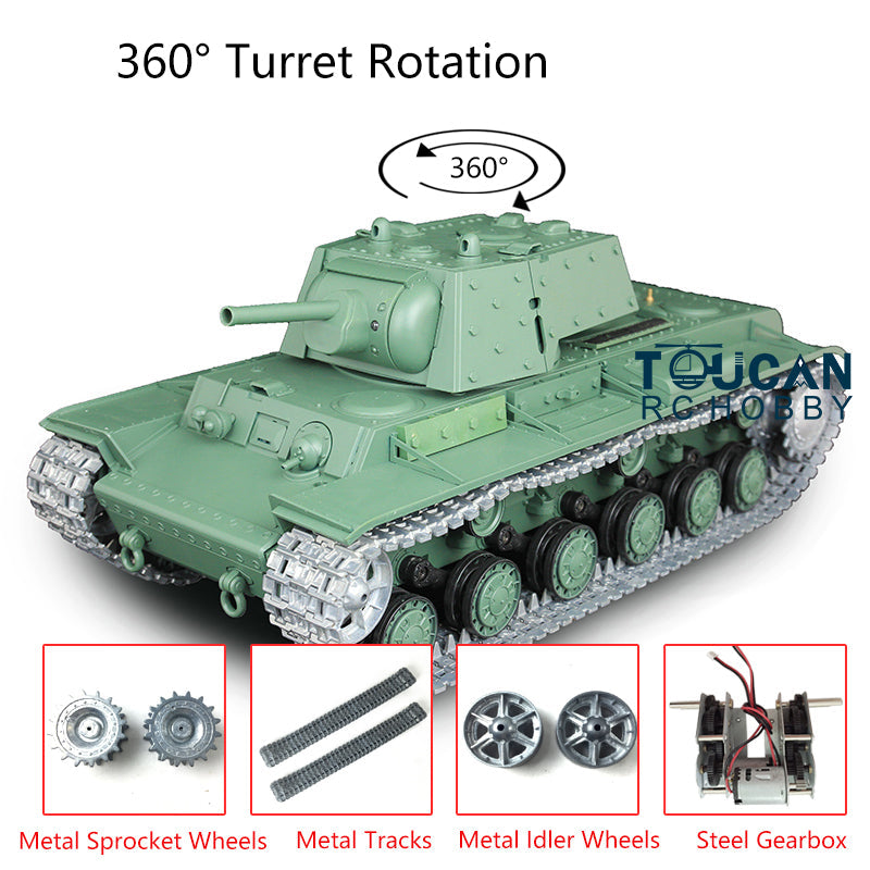 Henglong 1/16 7.0 Upgraded Soviet KV-1 RTR RC Tank Model 3878 W/ 360 Degrees Rotating Turret Metal Idler Sprocket Wheels Engine Sound