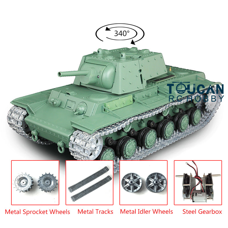 Henglong 1/16 Soviet KV-1 7.0 Version Upgraded 3878 RTR Radio Control Tank Model W/ Metal Tracks Idler Sprocket Wheel Smoking Gearbox