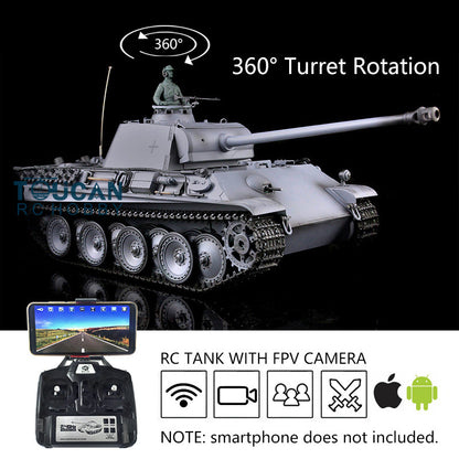 Henglong Remote Control Tank Model TK7.0 German Panther G 3879 1/16 Plastic RC Tank Model W/ FPV 360 Degrees Rotating Turret 2 Sounds