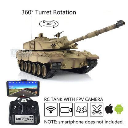 Henglong 7.0 1/16 Scale FPV UK Challenger II RTR RC Tank Model 3908 360 Degrees Turret Speaker First Person View Steel Gearbox